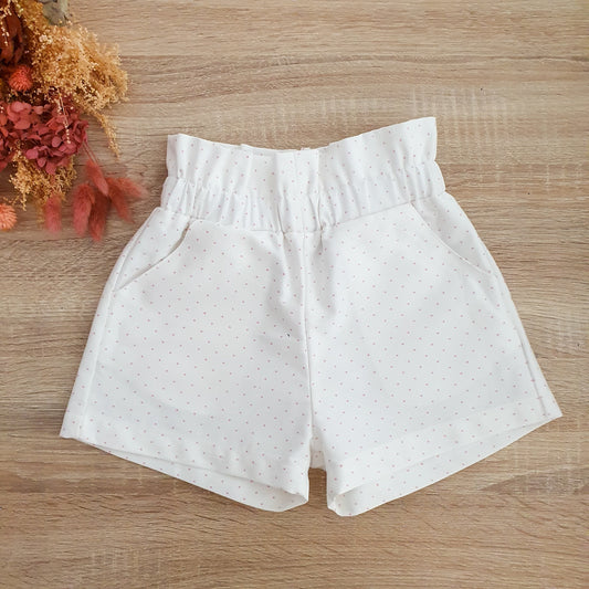 Calção sarja com bolinhas