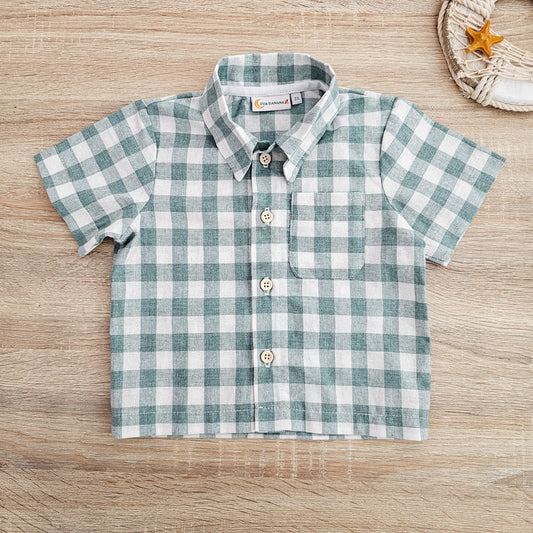 Camisa com colarinho (disponível vichy quadrados mais pequenos)